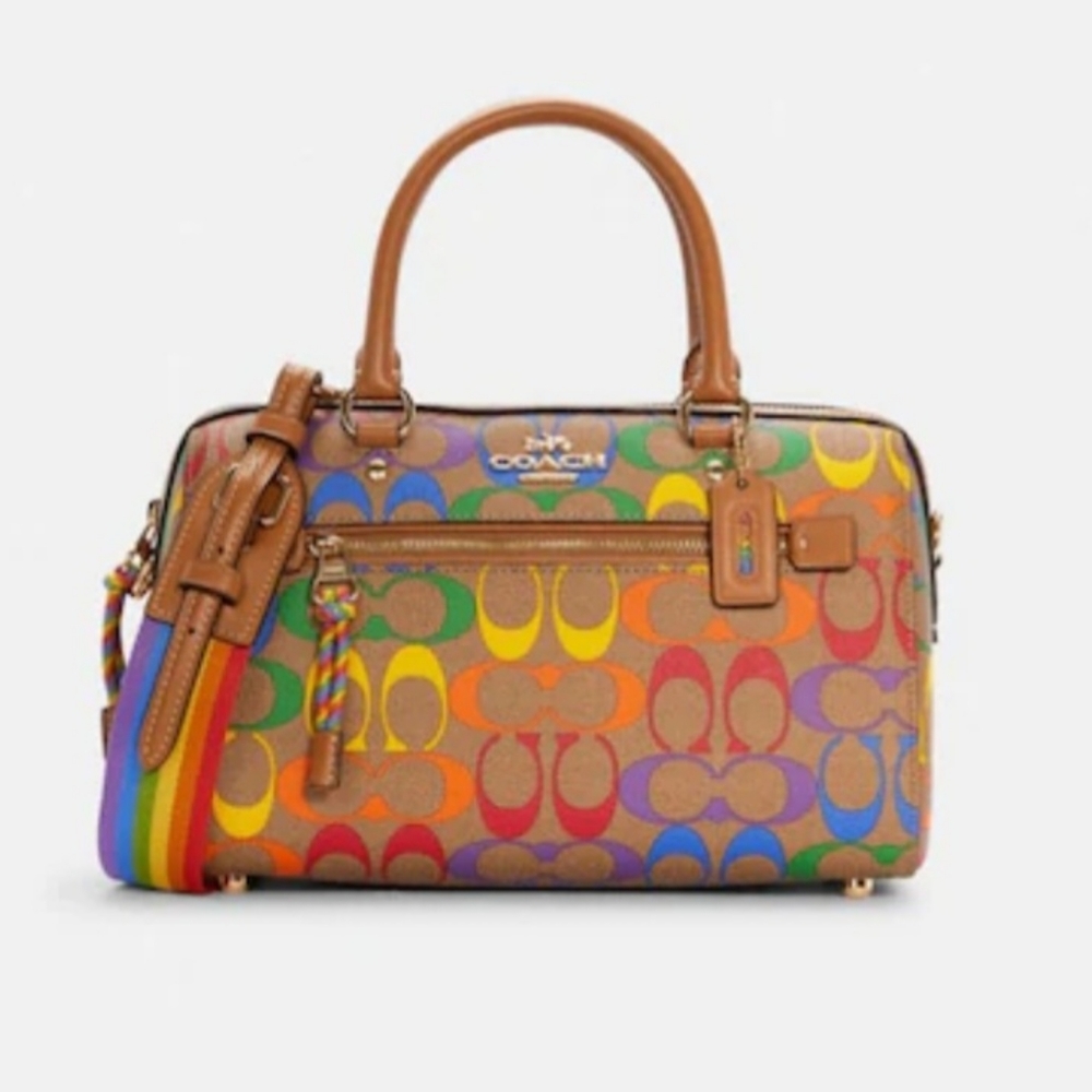 Rowan Satchel In Pride Rainbow Signature Canvas